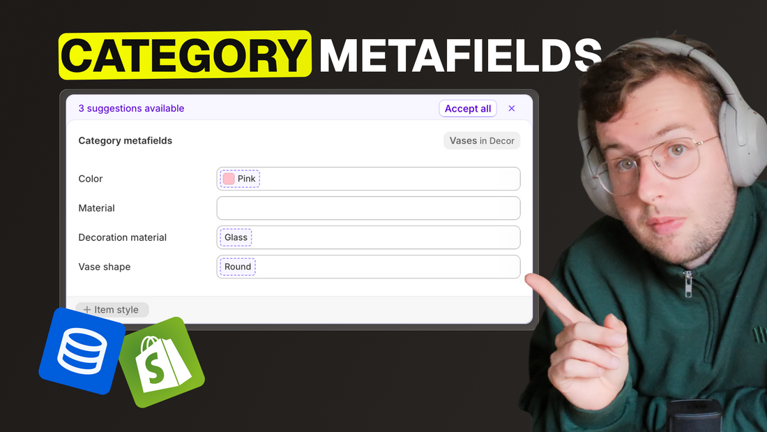 Shopify category metafields specification table breakdown